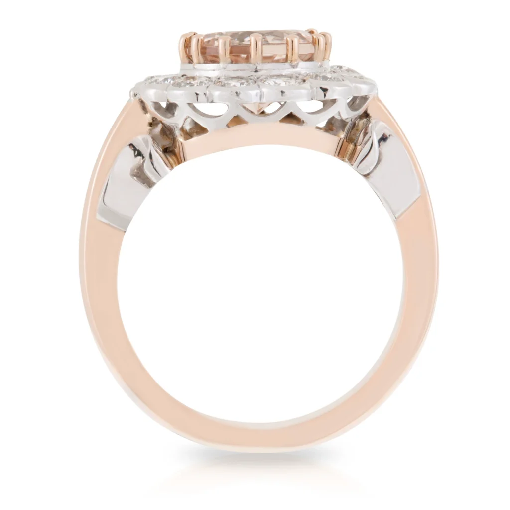 Round Morganite Daisy Ring Sitting Up