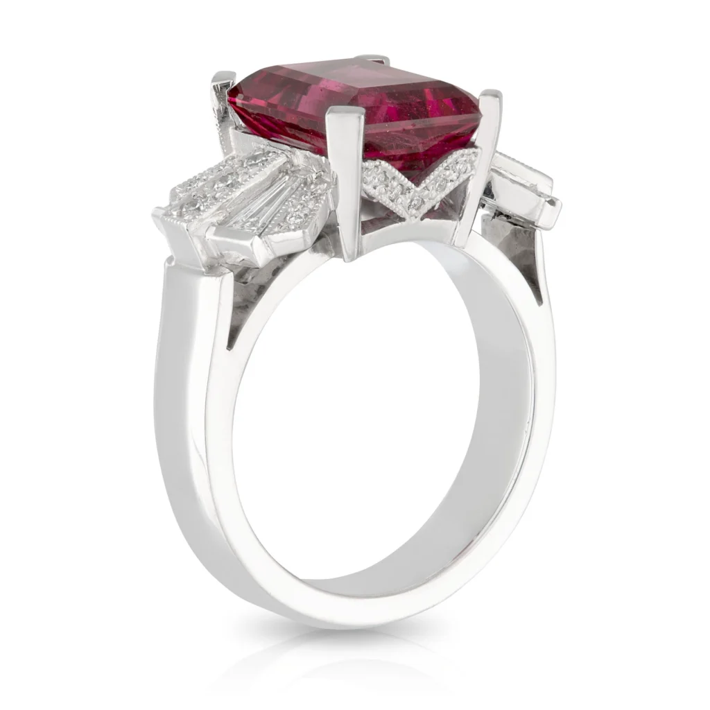 Rubellite Bow Diamond Dress Ring