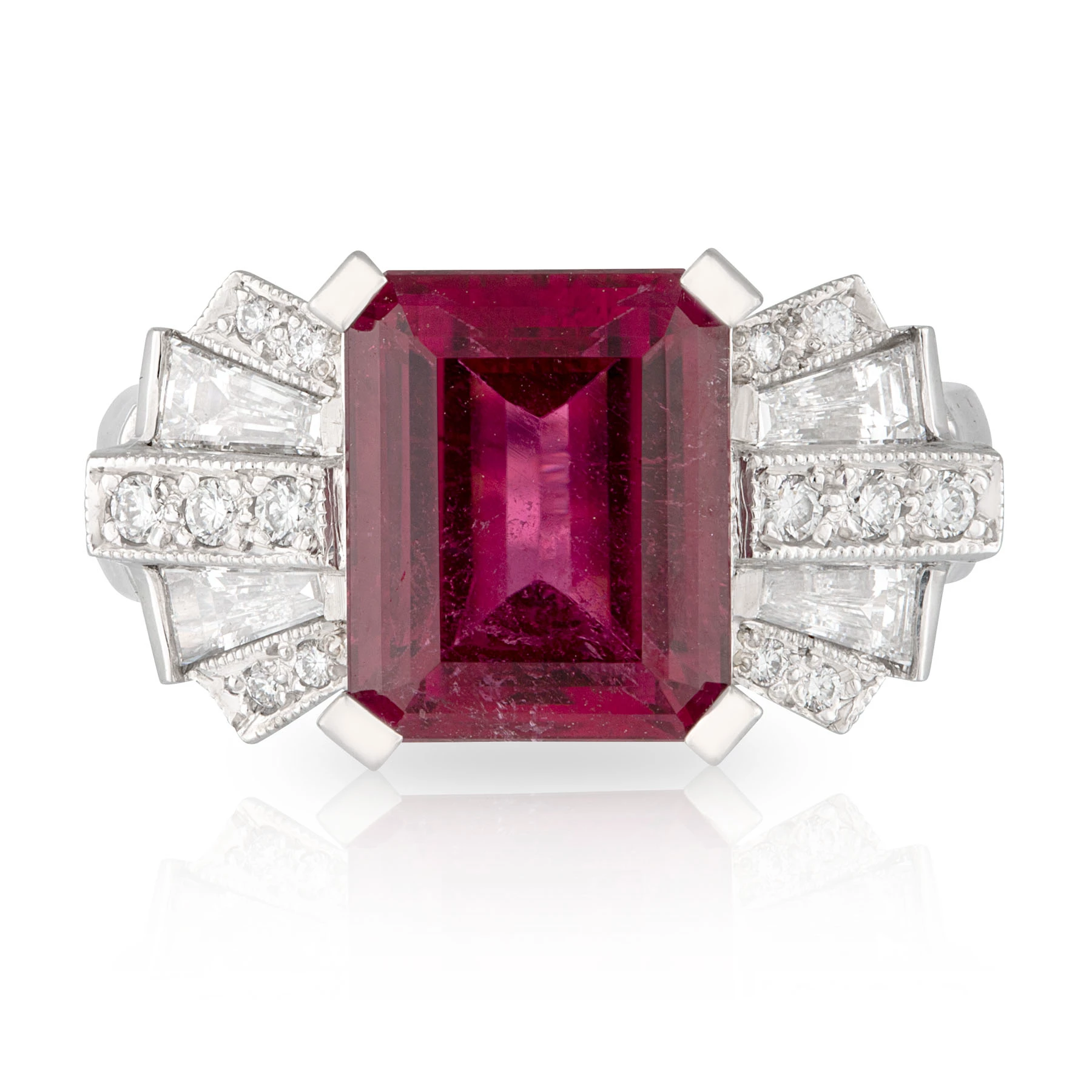 Rubellite Bow Diamond Dress Ring Front