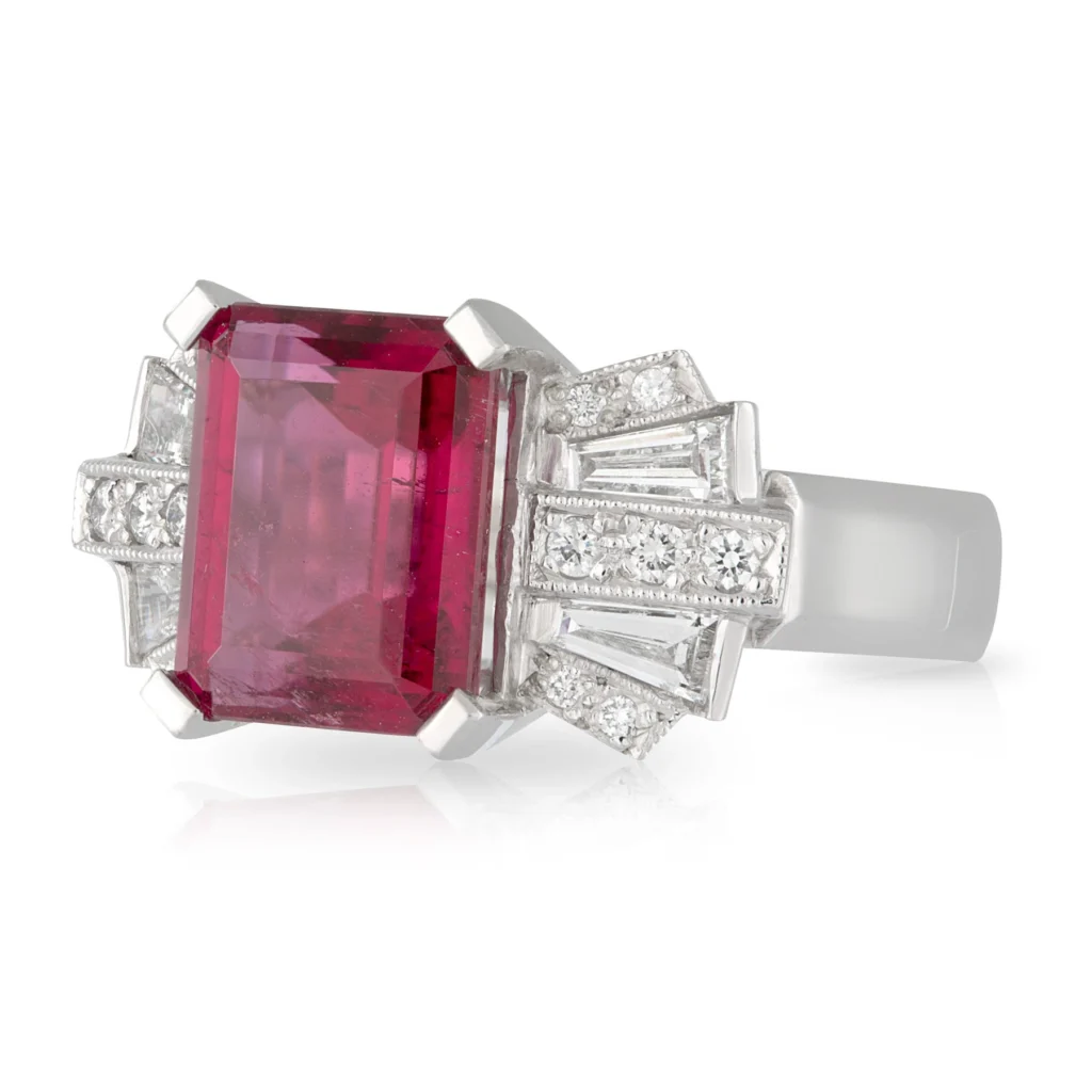Rubellite Bow Diamond Dress Ring Side