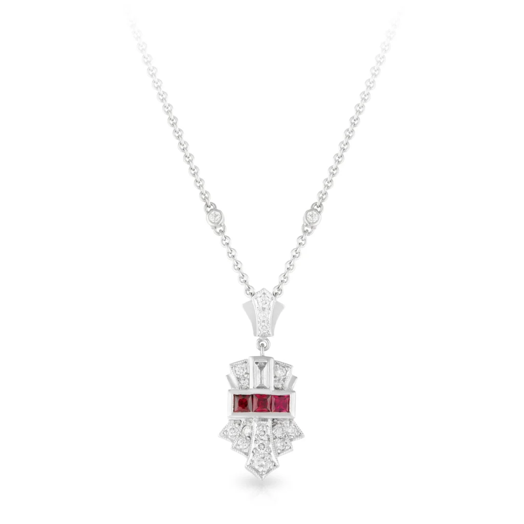 Ruby and Diamond Art Deco Pendant