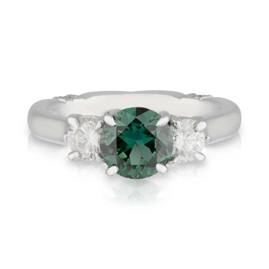 Sapphire Diamond Trilogy Engagement Ring