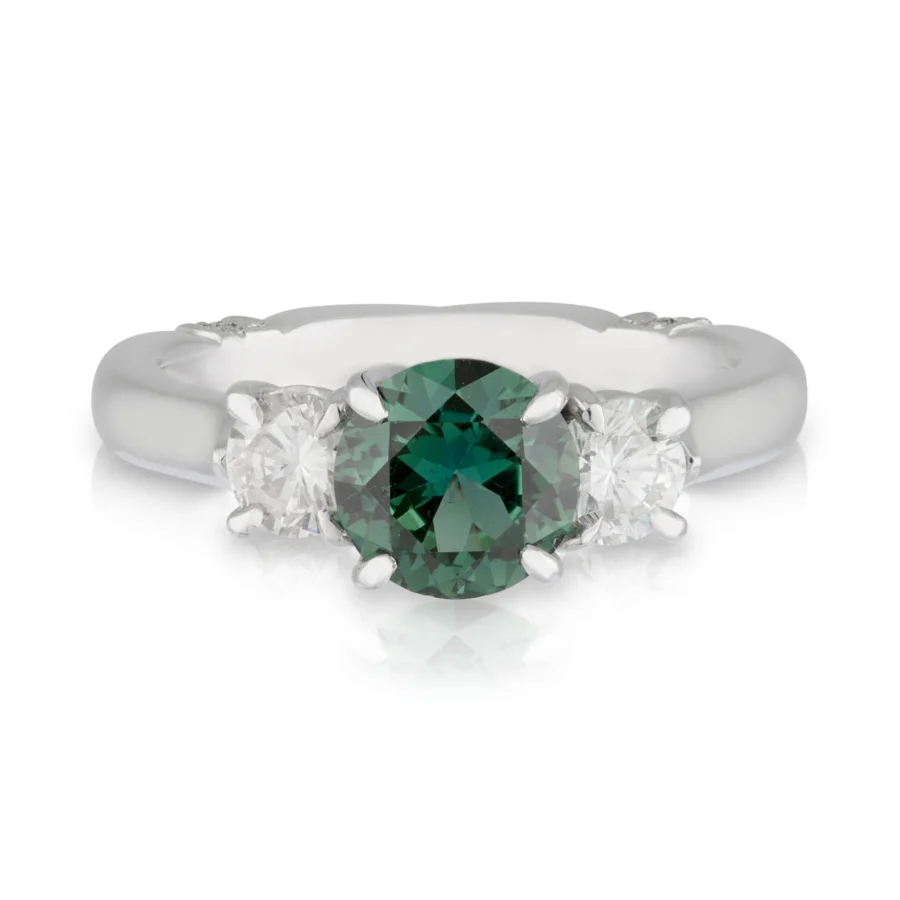 Sapphire Diamond Trilogy Engagement Ring
