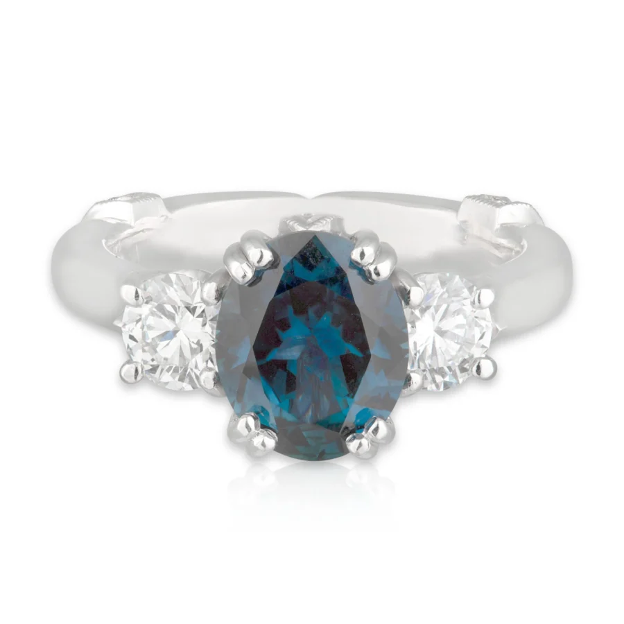 Sapphire Trilogy Diamond Engagement Ring