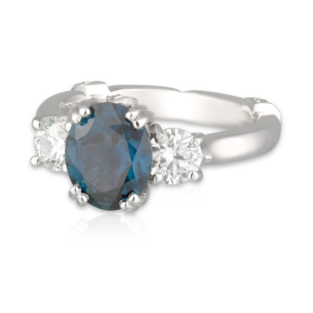 Sapphire Trilogy Diamond Engagement Ring