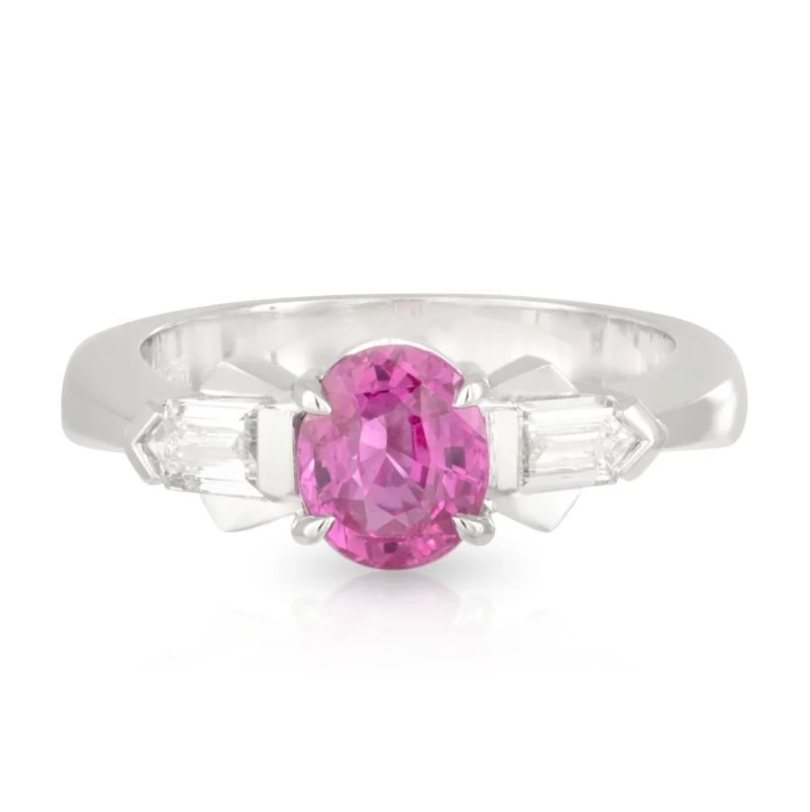 Sapphire and Bullet Diamond Trilogy Ring