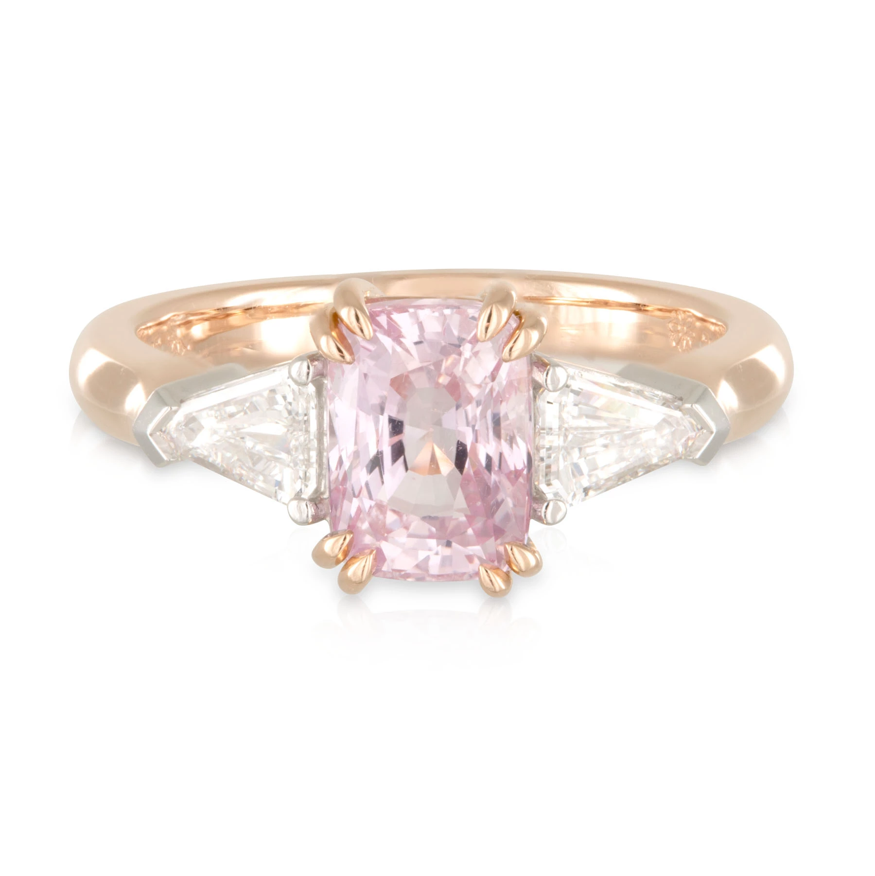 Sapphire and Bullet Diamond Trilogy Engagement Ring