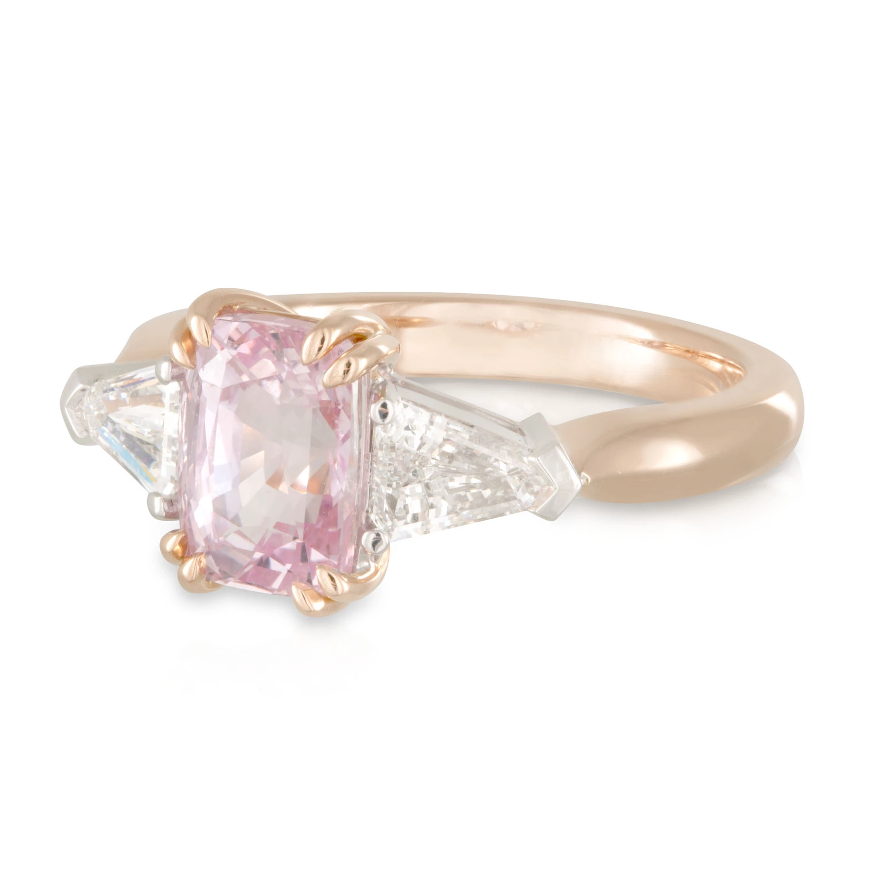 Sapphire and Bullet Diamond Trilogy Engagement Ring