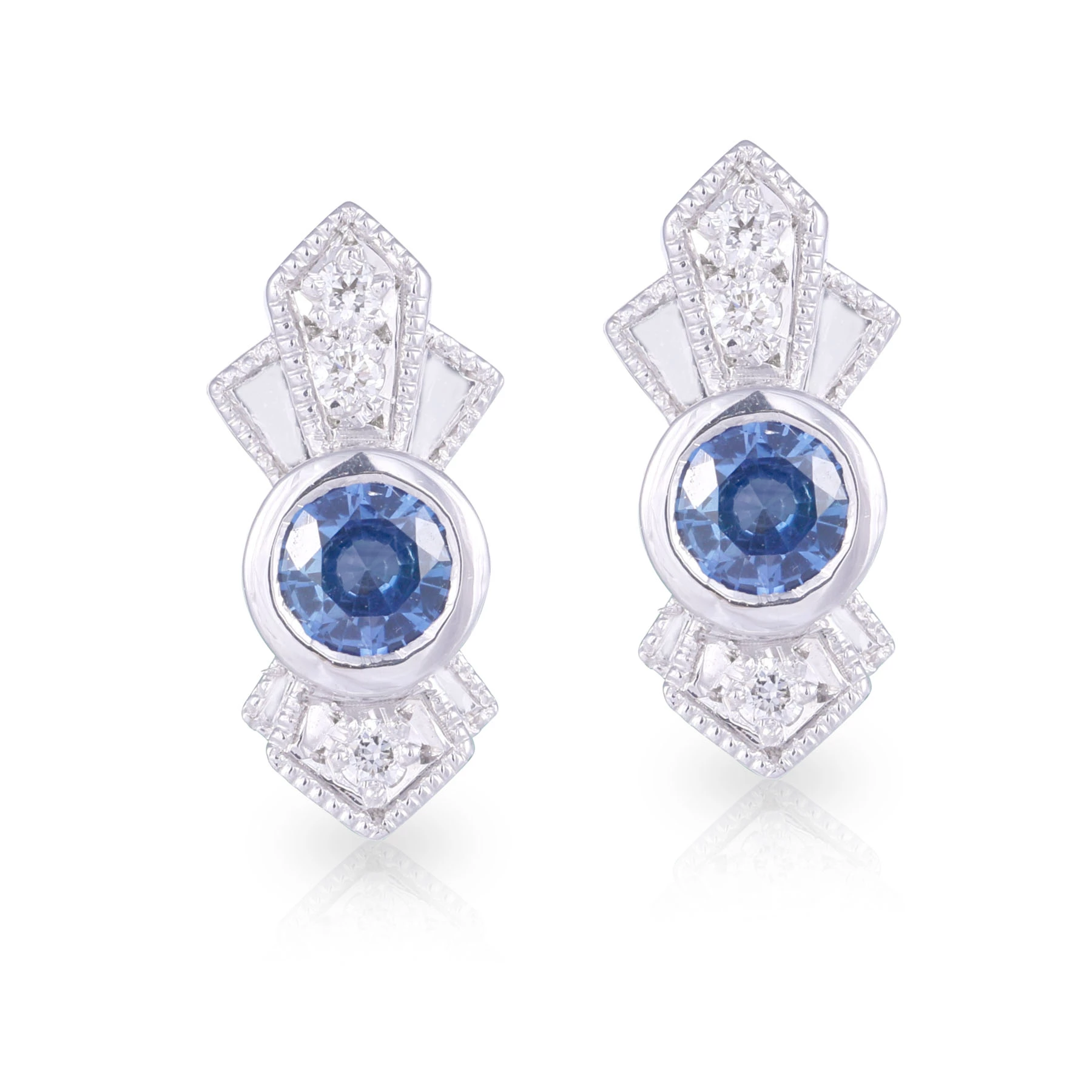 Sapphire and Diamond Art Deco Studs