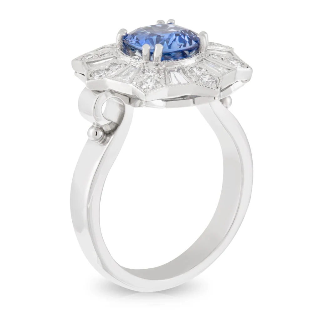 Sapphire and Diamond Fireworks Engagement Ring