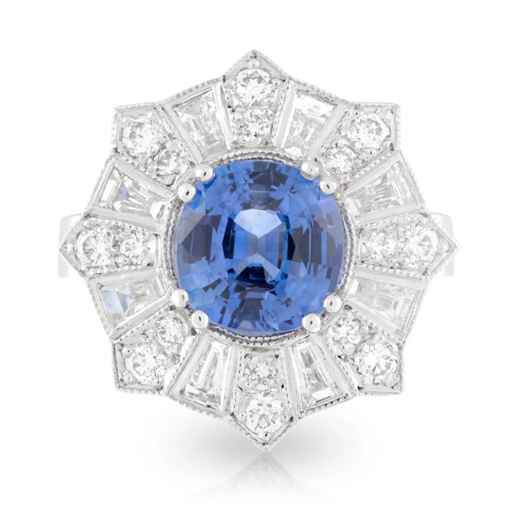 Sapphire and Diamond Fireworks Engagement Ring