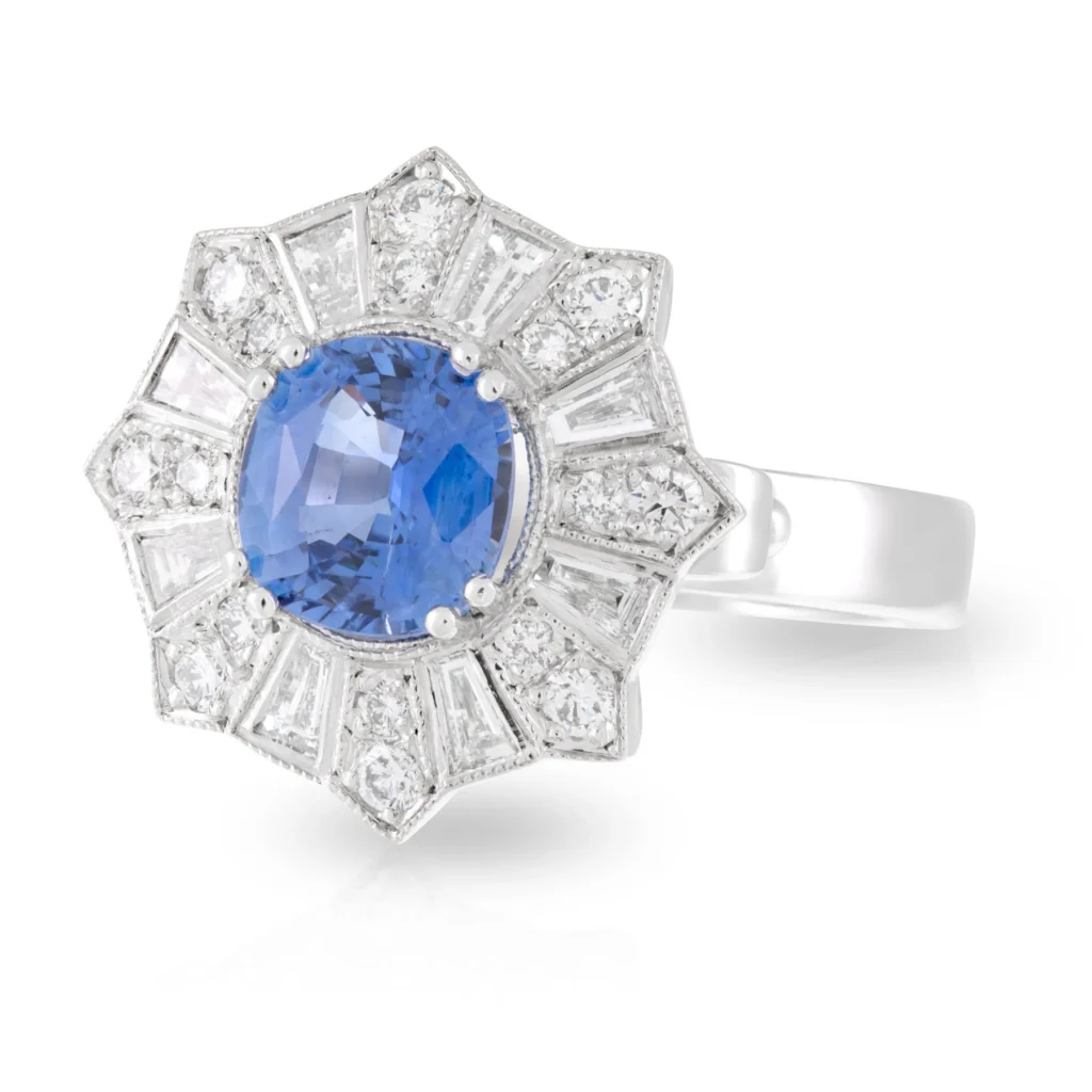 Sapphire and Diamond Fireworks Engagement Ring
