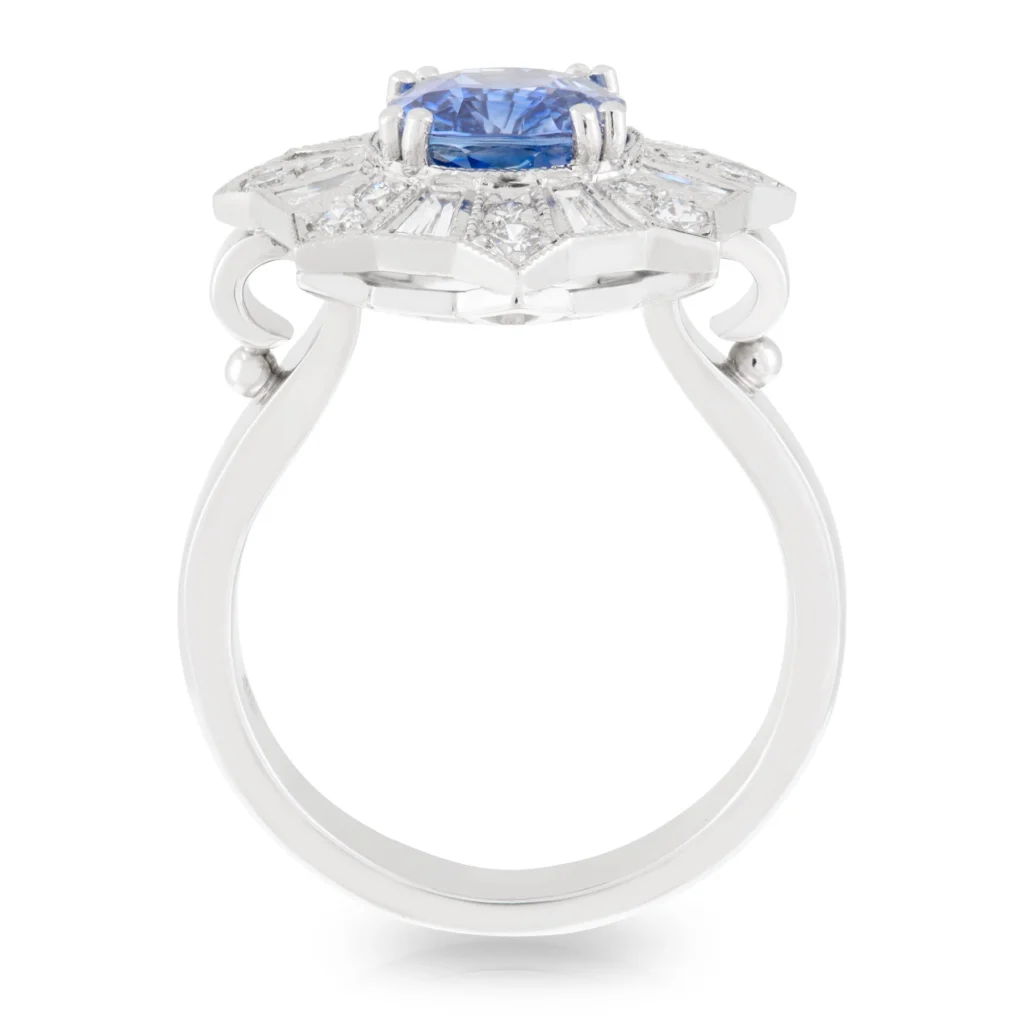 Sapphire and Diamond Fireworks Engagement Ring