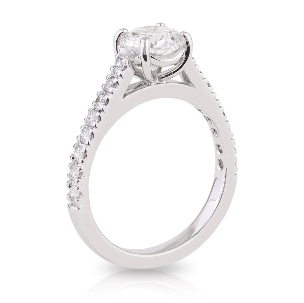 Solitaire 4 Claw Diamond Band Engagement Ring