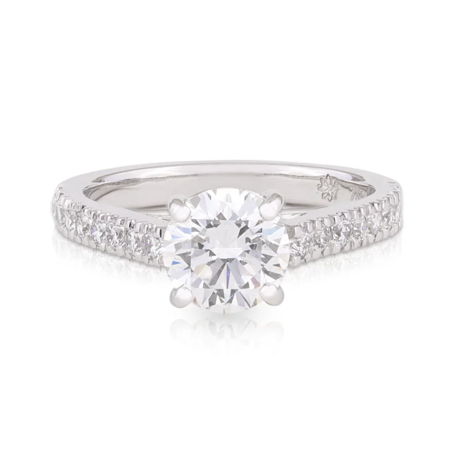 Solitaire 4 Claw Diamond Band Engagement Ring
