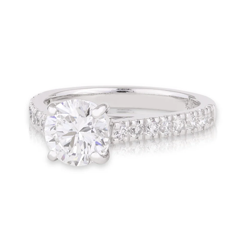 Solitaire 4 Claw Diamond Band Engagement Ring
