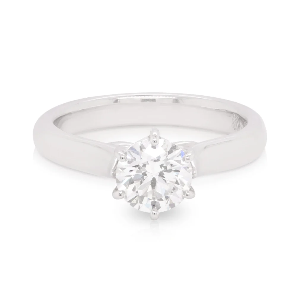 Solitaire 6 Claw Round Diamond Engagement Ring