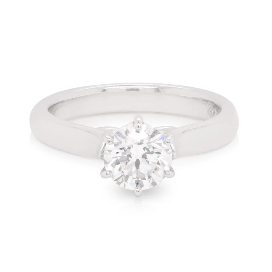 Solitaire 6 Claw Round Diamond Engagement Ring