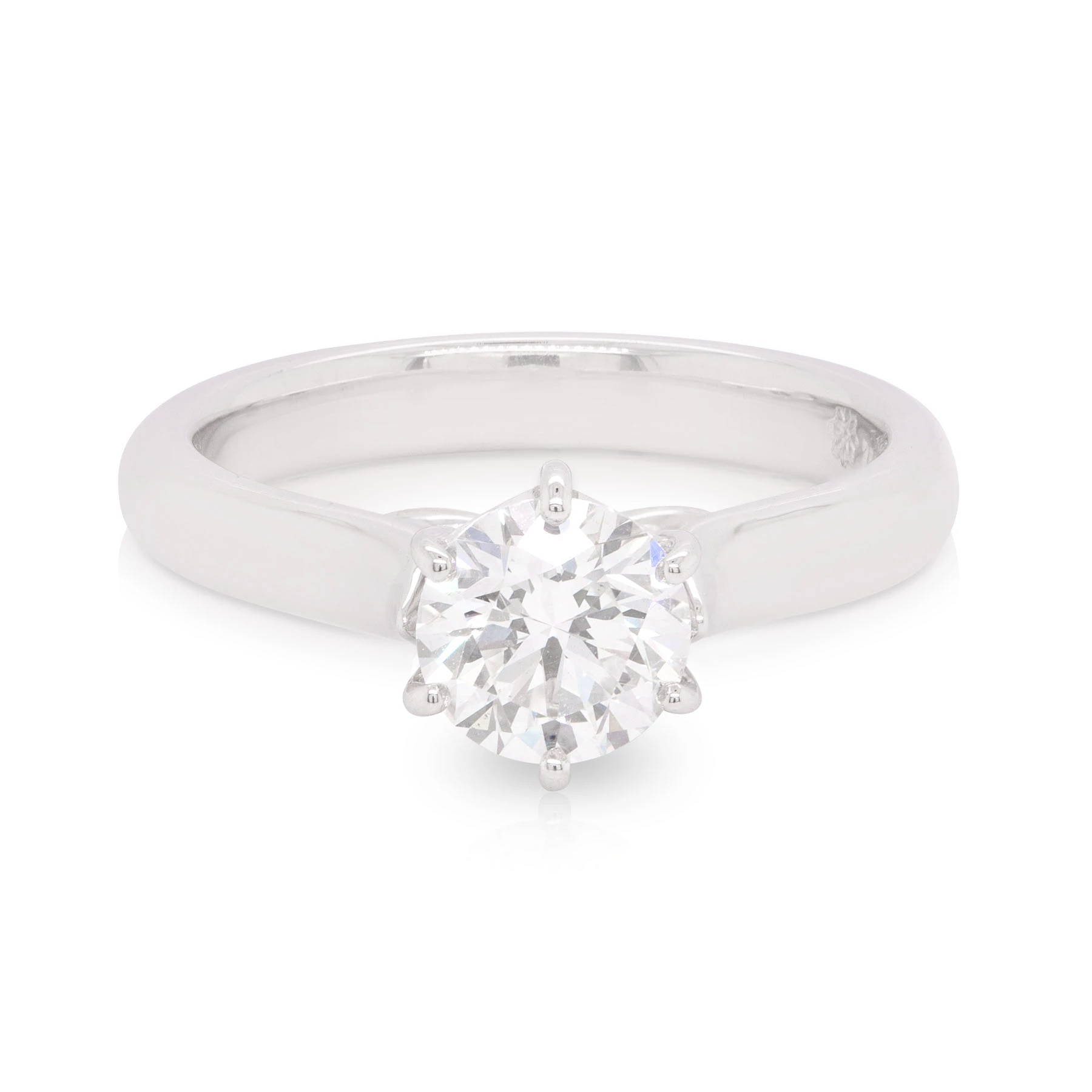 Solitaire 6 Claw Round Diamond Engagement Ring