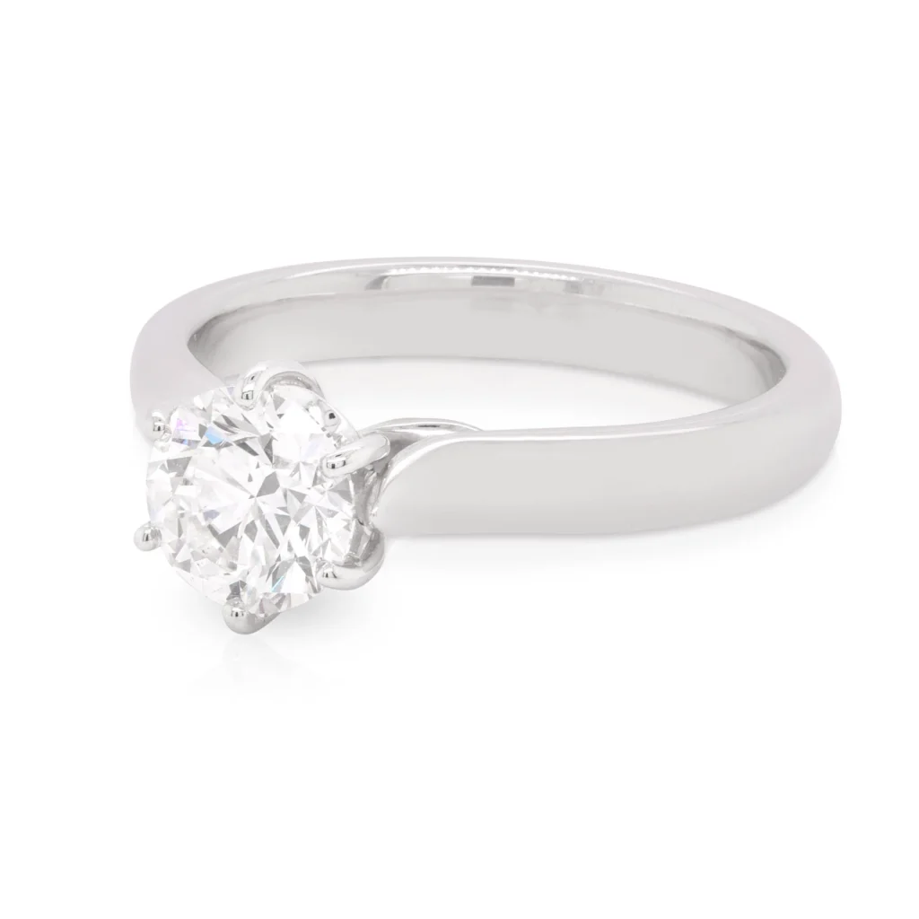 Solitaire 6 Claw Round Diamond Engagement Ring