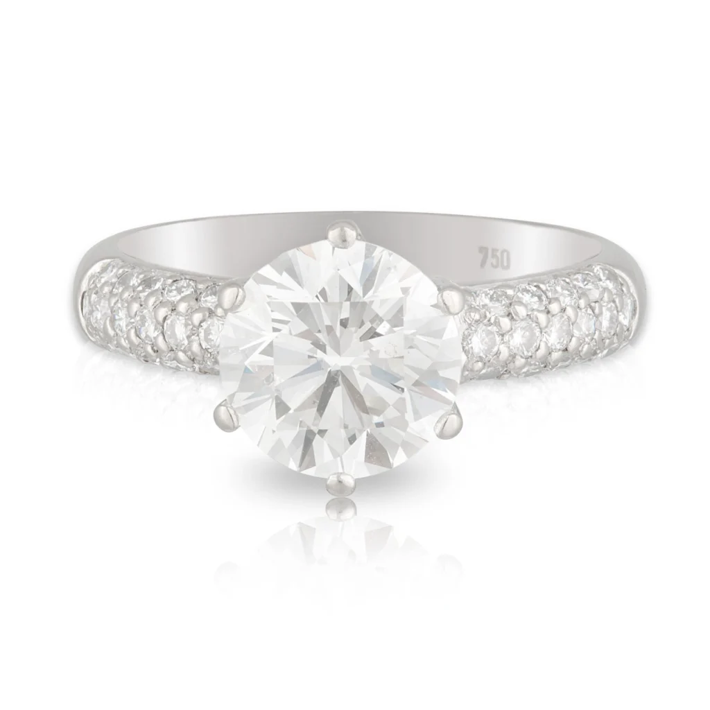 Solitaire 6 Claw and Pave Set Diamond Engagement Ring