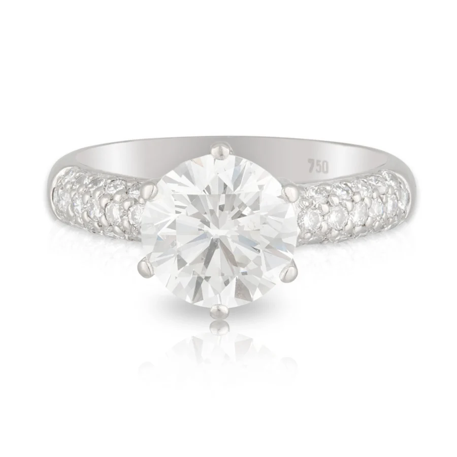 Solitaire 6 Claw and Pave Set Diamond Engagement Ring