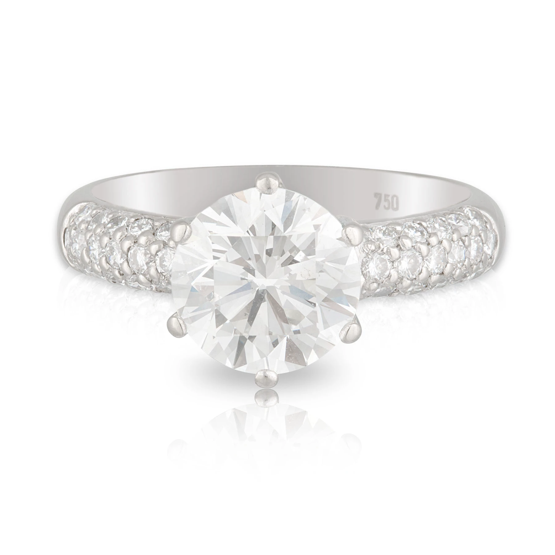 Solitaire 6 Claw and Pave Set Diamond Engagement Ring