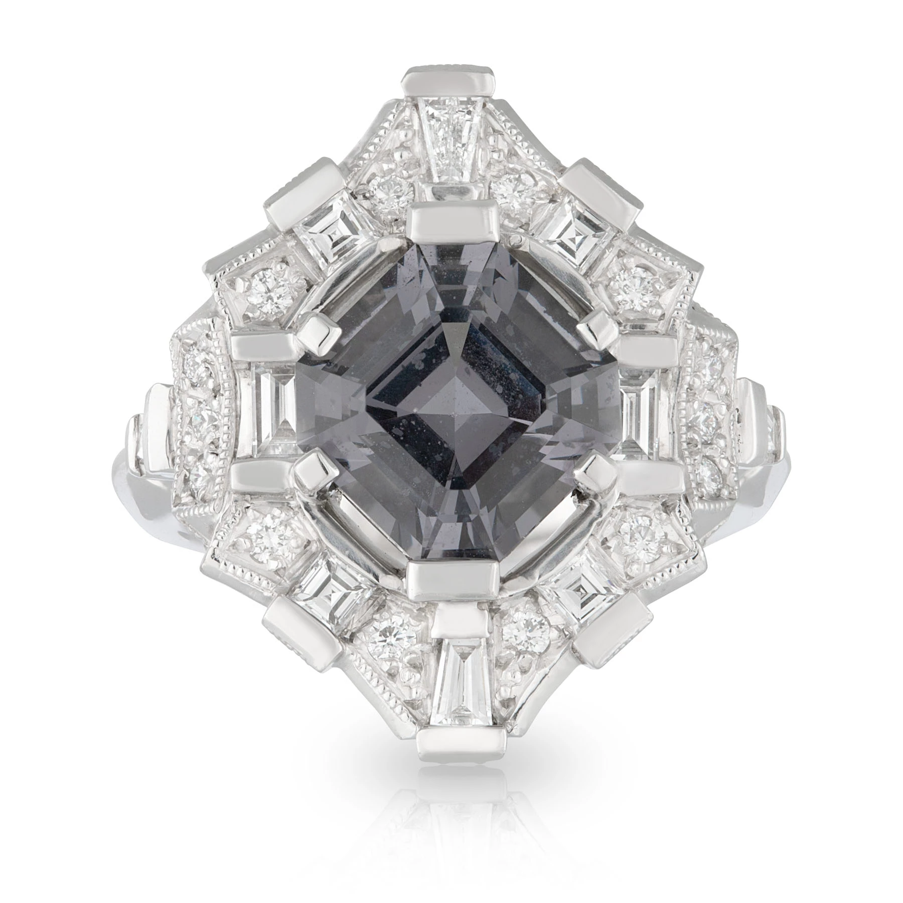 Spinel and Diamond Gatsby Engagement Ring