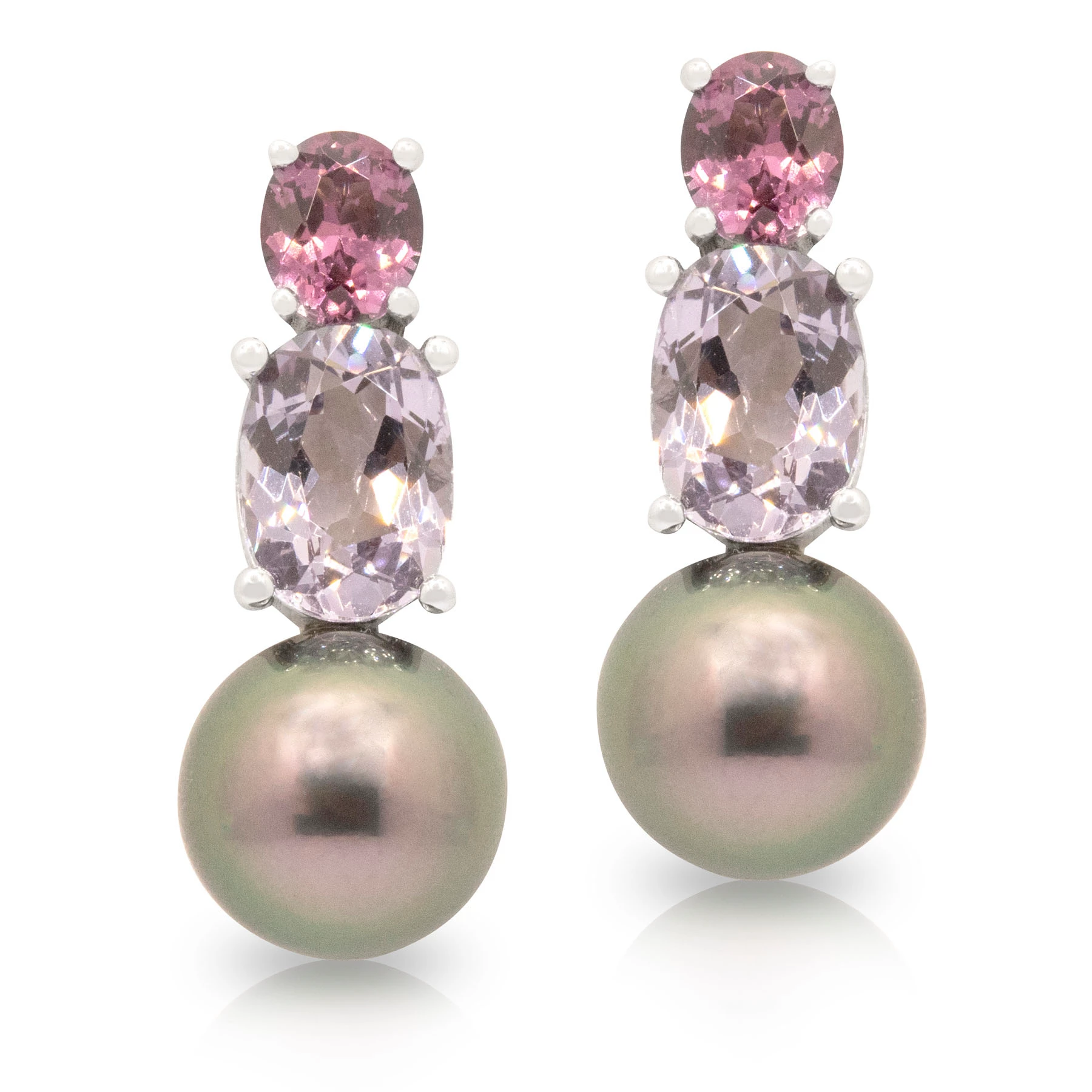 Spinel and Tahitian Pearl Studs
