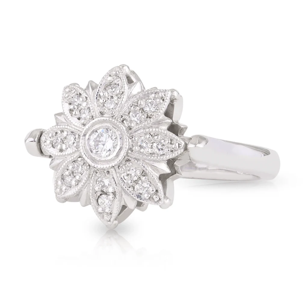 Spinning Diamond Flower Ring