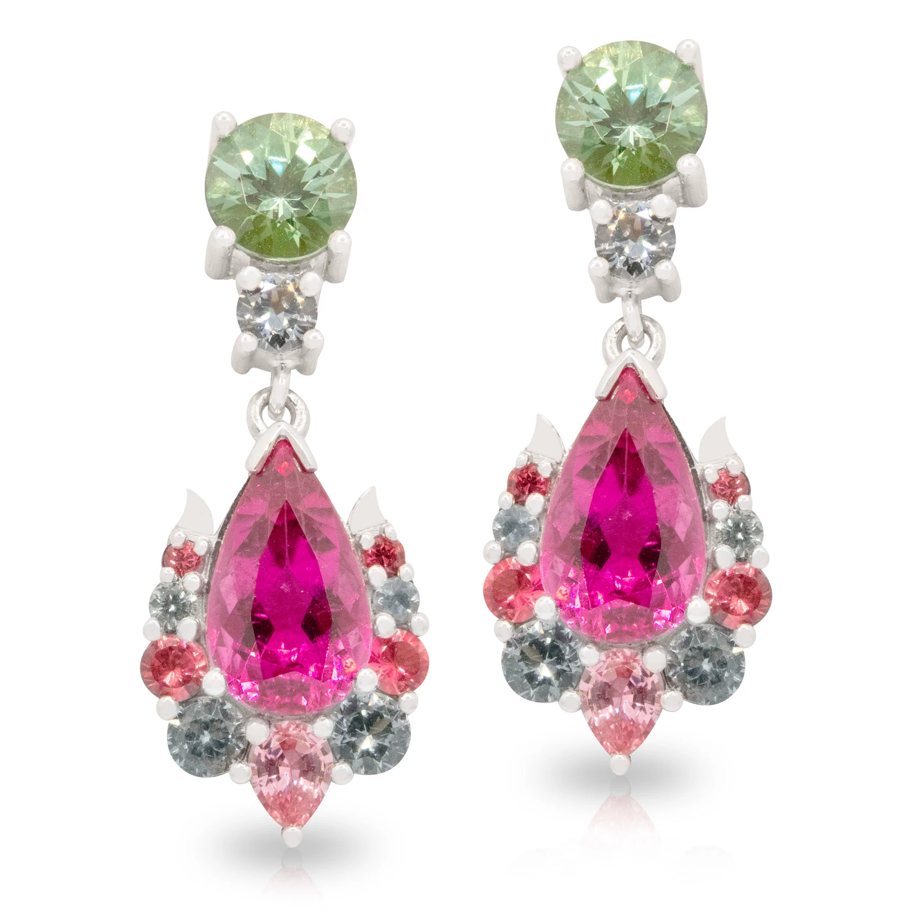 Tourmaline Sapphire Spinel Drop Earrings