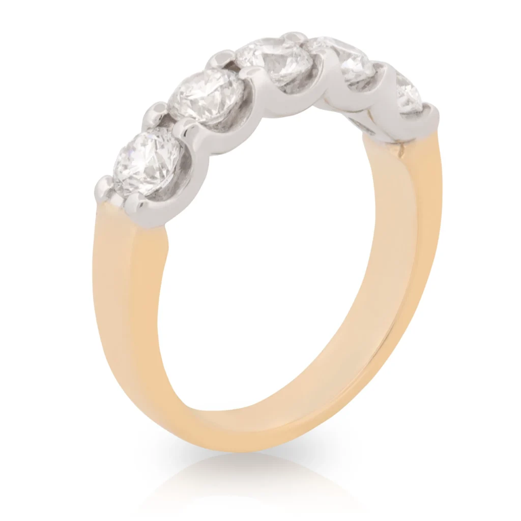 Yellow and White 5 Stone Diamond Band