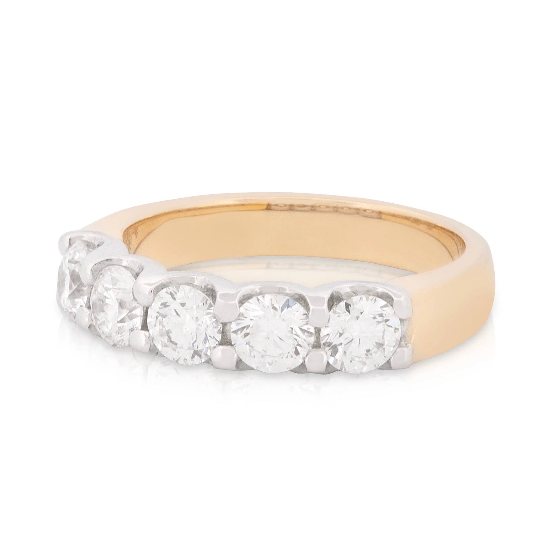 Yellow and White 5 Stone Diamond Band