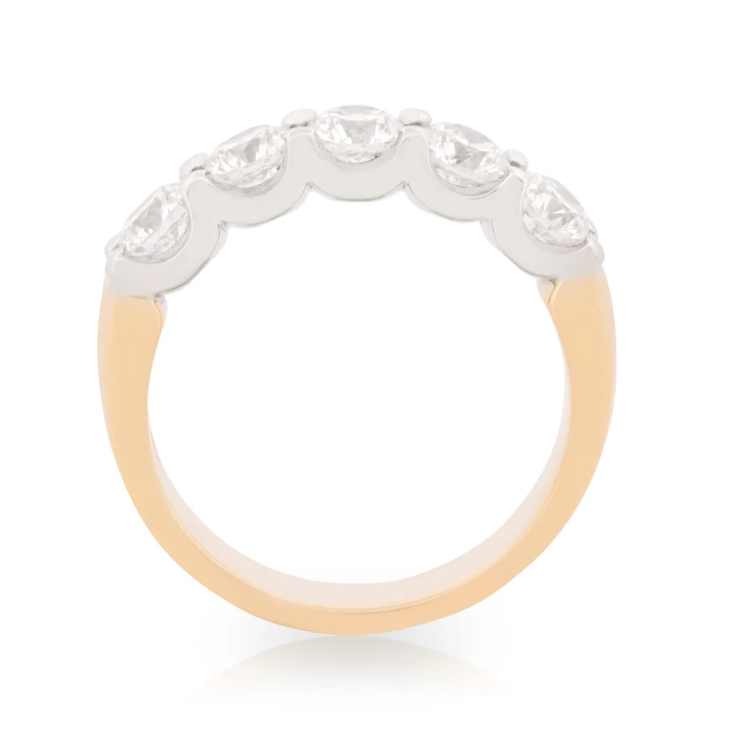 Yellow and White 5 Stone Diamond Band