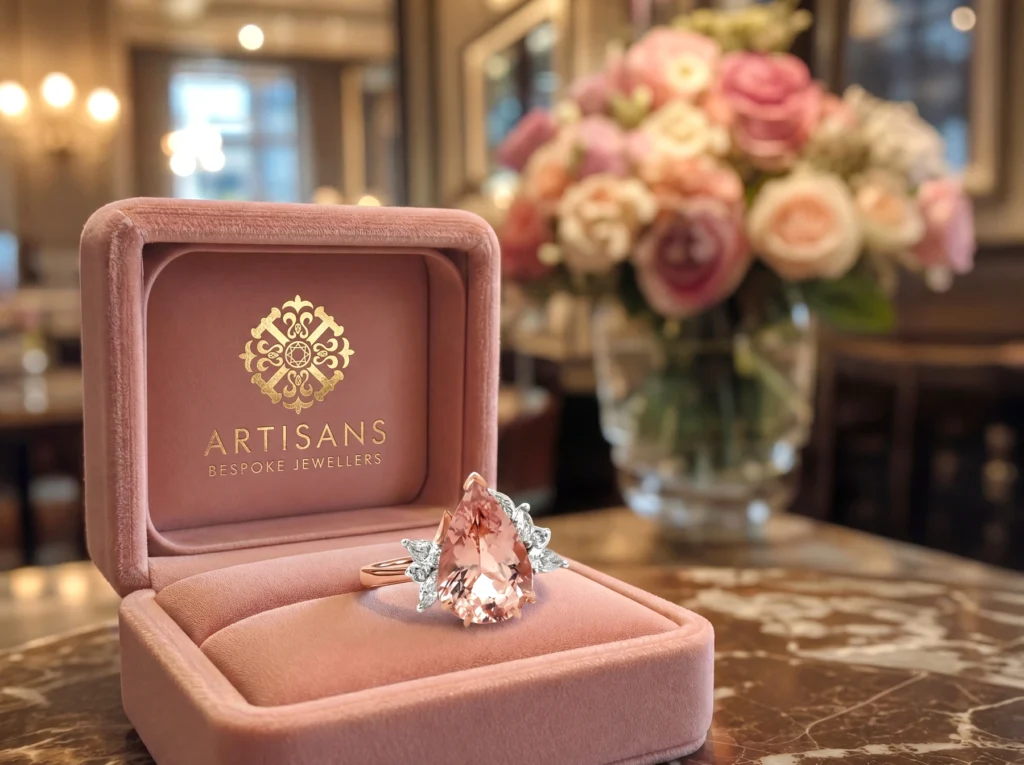 Morganite Ring in Artisans jewellery box